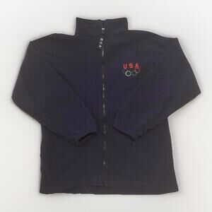 Vintage Team USA Olympics Fleece Zip Jacket Men’s Size Large Black Embroidered